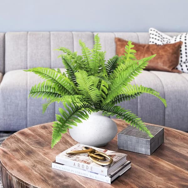 14 in. Artificial Boston Fern Leaf Stem Plant Greenery Foliage Bush