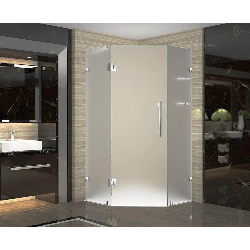 Neoscape GS 38 in. x 38 in. x 72 in. Frameless Hinged Neo-Angle Shower with Frosted Glass and Shelves in Stainless Steel price history on PriceWatchPro