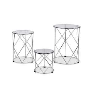 Canford 3-Piece Chrome Nesting Tables With 6mm Tempered Clear Glass