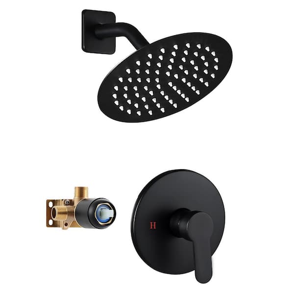 Single Handle 1-Spray Shower Faucet 1.8 GPM with Round Fixed Shower Head in Matte Black