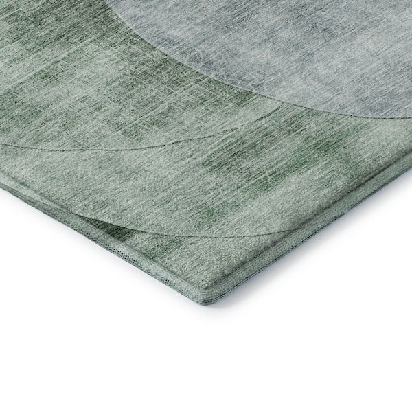 Mayfield Premium Machine Washable Abstract AMF1140 Seafoam 10 ft. x 14 ft. Area Rug