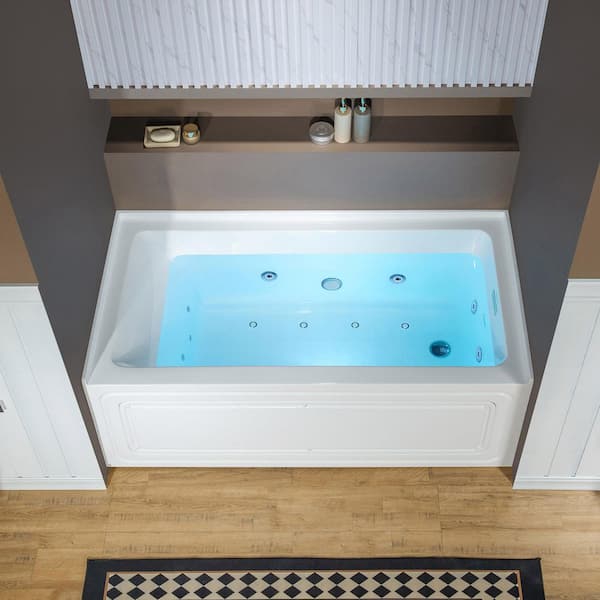 60 in. x 32 in. Heated and Combination Alcove Bathtub with Right-Handed Drain in White/Chrome Trim