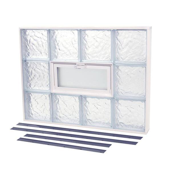 TAFCO WINDOWS 33.375 in. x 15.875 in. NailUp2 Vented Ice Pattern Glass Block Window