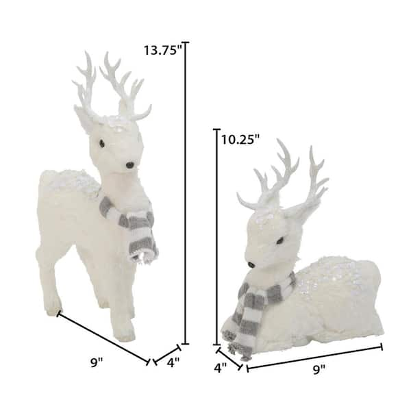 13.75 in. H Assorted Deer Figurines with Scarves (Set of 2)