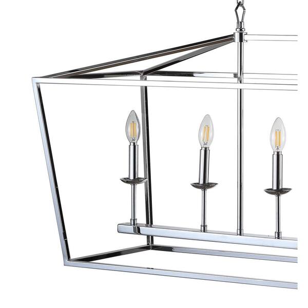 JONATHAN Y Pagoda 49 in. 6-Bulb Chrome Farmhouse Lantern