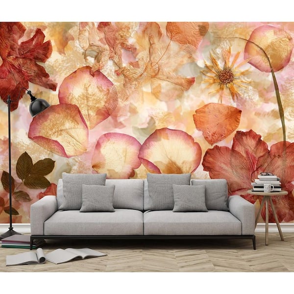 Ideal Decor 144 in. W x 100 in. H Dried Flowers Wall Mural