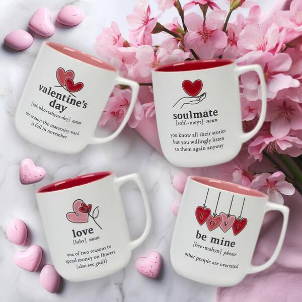 Certified International Valentine's Day 18 oz. Assorted Colors Beverage Mugs  (Set of 4) 12320SET4 - The Home Depot