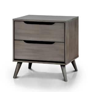 Mackie 2-Drawer Gray Nightstand