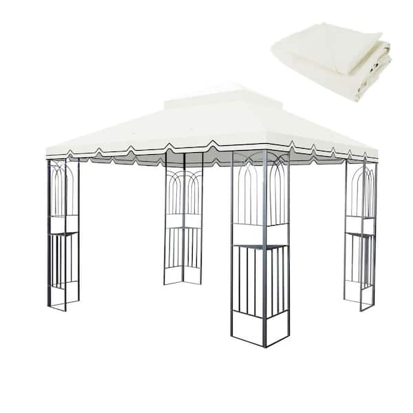 10 ft. x 10 ft. White Outdoor Patio Canopy Replacement Canopy Tent Top Cover with Air Vent (Top Only)