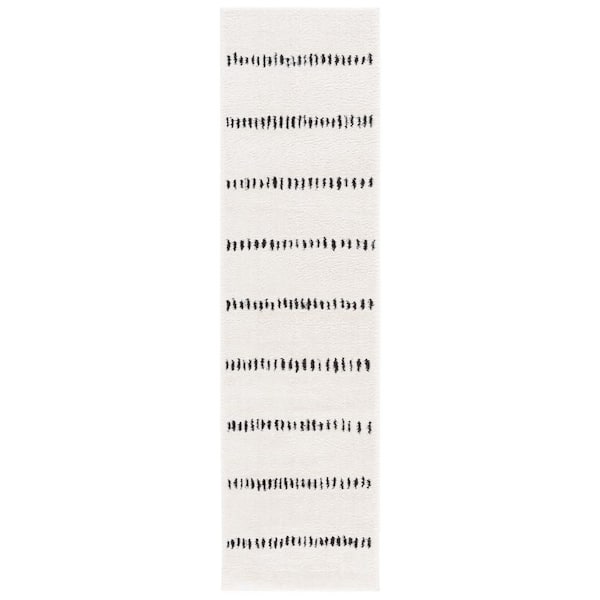 Melody 2 ft. x 10 ft. Ivory/Black Minimalist Striped Runner Rug