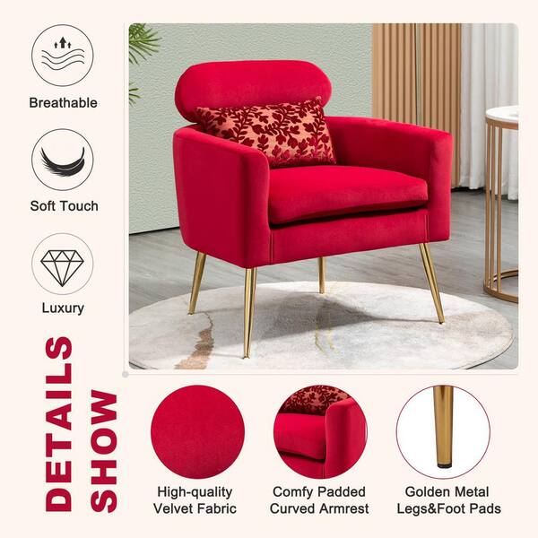 modern red velvet chair