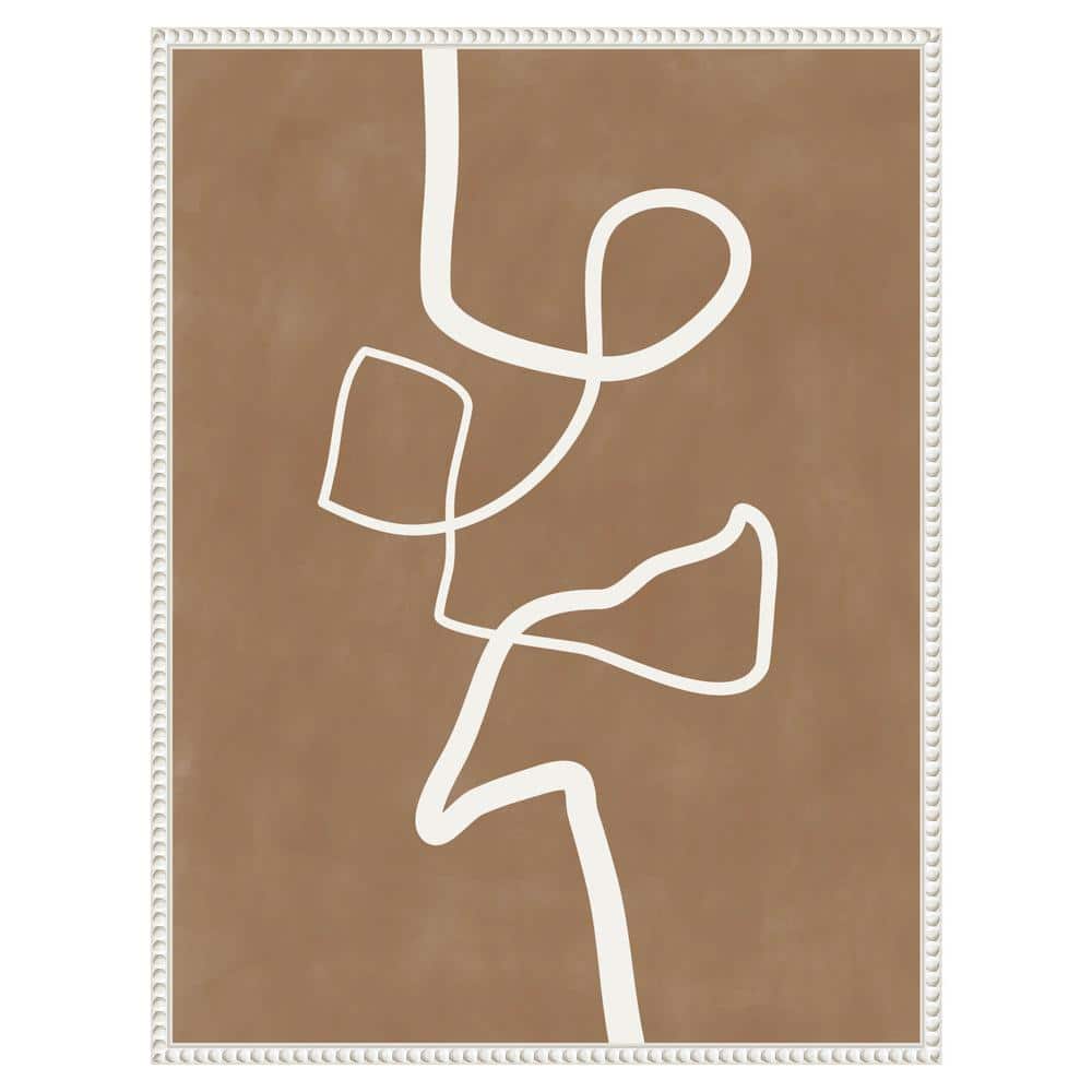Beaded Framed Abstract Brown and White Canvas Art