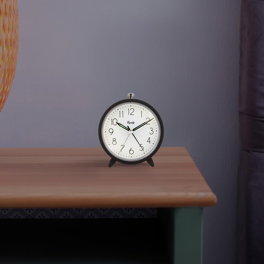 Dark Gray Metal Silent Sweeping Quartz Alarm Clock
