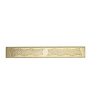 48 in. Linear Stainless Steel Shower Drain with Wave Pattern, Zirconium Gold Plating