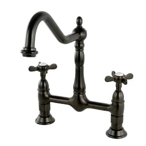 Essex 2-Handle Bridge Kitchen Faucet with Cross Handle in Oil Rubbed Bronze