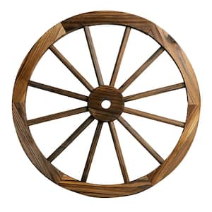 24 in. Wooden Wagon Wheel in Rustic