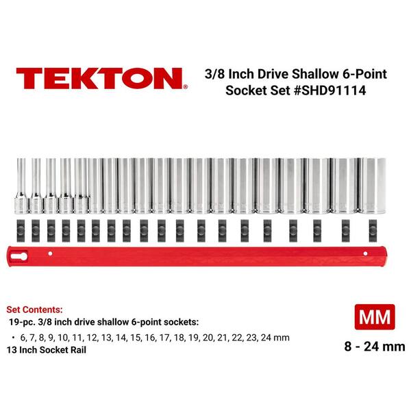 3/8 in. Drive Deep 6-Point Socket Set (19-Piece)