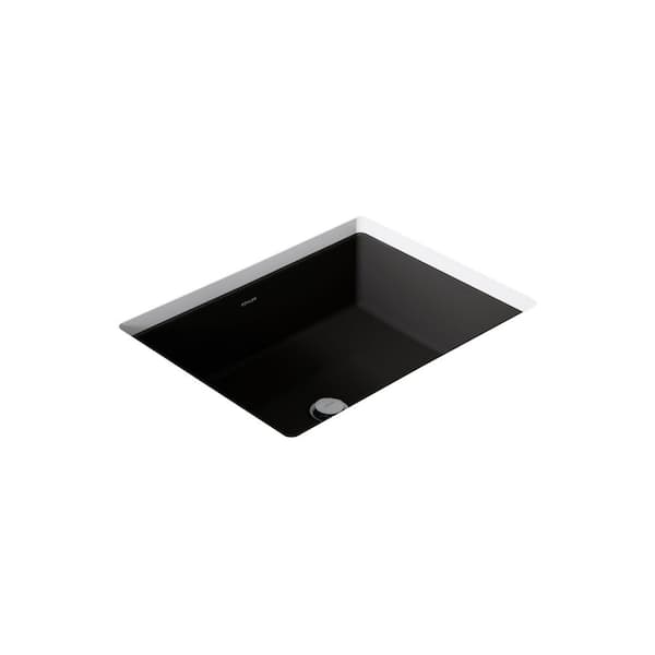 Cursiva 19.8 in. x 15.63 in. Undermount Bathroom Sink in Black Black Vitreous China