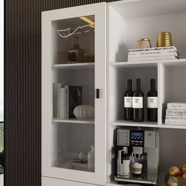 FUFU&GAGA 15.8 in. W x 11.5 in. D x 70.9 in H White Wood Quick Assemble Base Kitchen Cabinet with 2 Doors