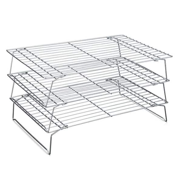 Stackable Stainless Steel Cooling Rack Silver Baking Rack Set Cooling Rack for Cooking and Baking 3-Pack