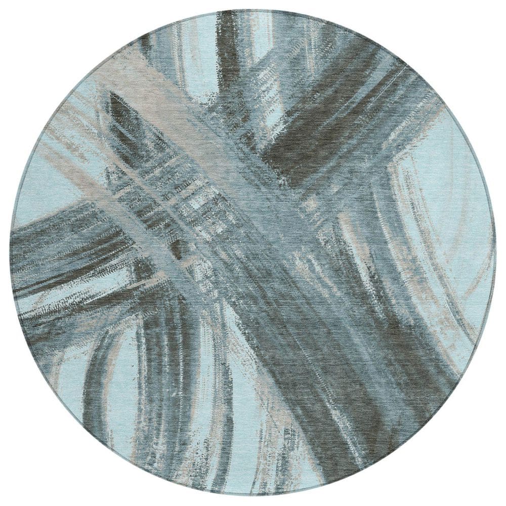 Chantille Machine Washable Indoor/Outdoor Abstract ACN2421 Teal 8 ft. x 8 ft. Round Rug price history on PriceWatchPro