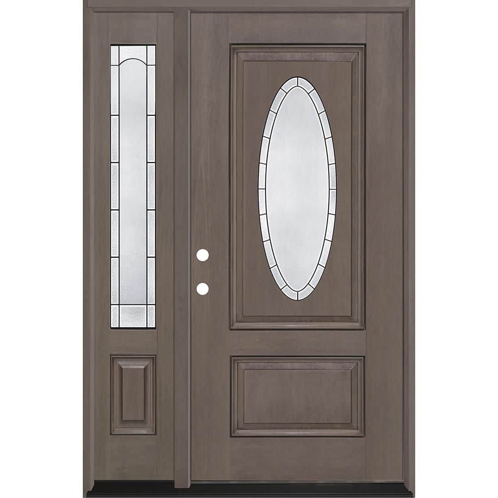Regency 53 in. x 80 in. 3/4L Oval Empire Glass RHIS Ashwood Mahogany Fiberglass Prehung Front Door w/14in-Full SL 4-9/16 price history on PriceWatchPro