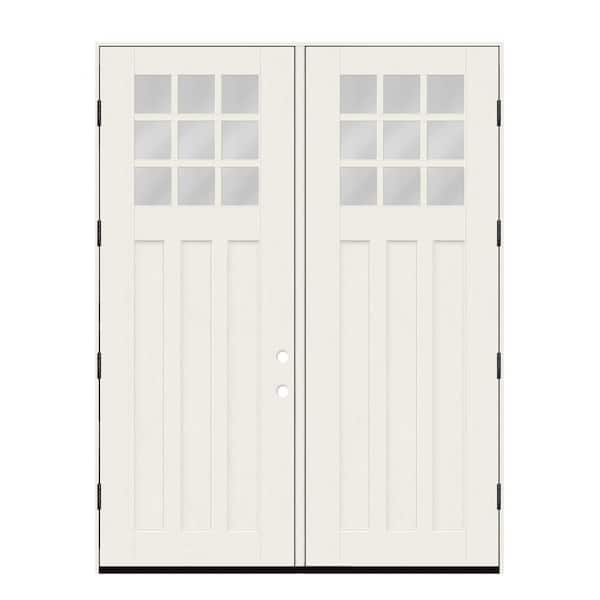 Regency 72 in. x 96 in. RHOS 1/4 9L-SDL Clear Glass Primed Fiberglass Double Prehung Front Door with 4-9/16 Jamb
