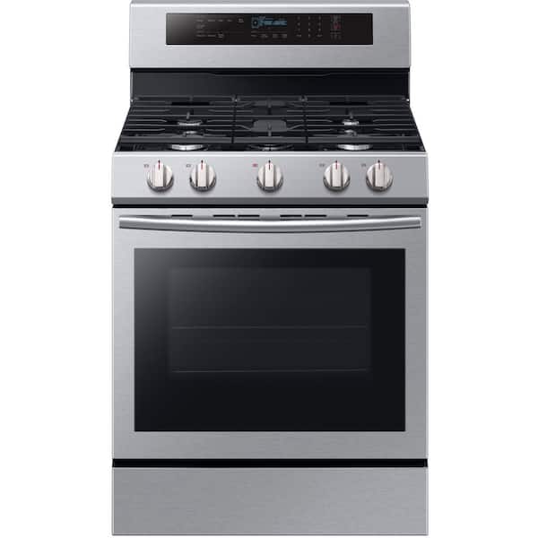 Samsung 30 in. 5.8 cu. ft. Single Oven Door Gas Range with Illuminated Knobs with True Convection Oven in Stainless Steel