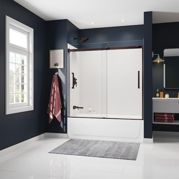 Bootz Industries Maui Plus 32 in. x 60 in. x 75.62 in. Bath and Shower Kit with Left Drain in White and Door in Dark Bronze