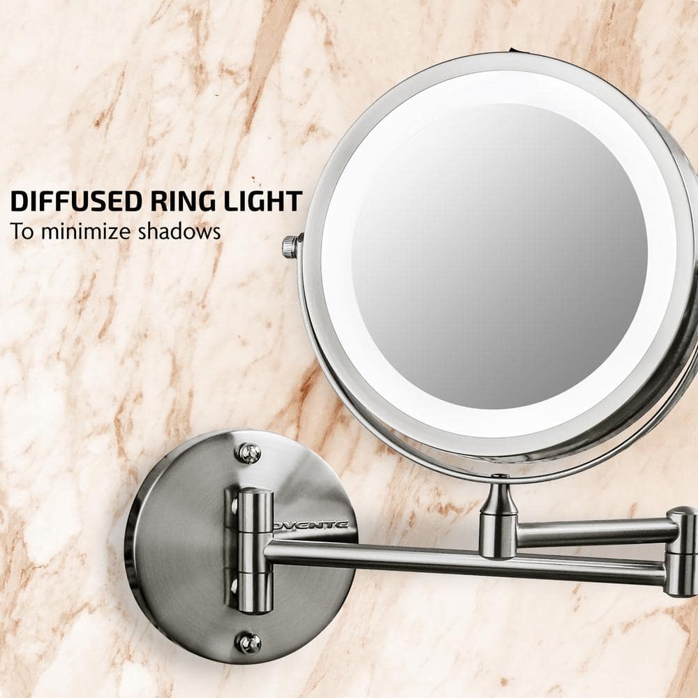 Nickel Brushed 11.6" Wall Mounted LED Magnifying Mirror