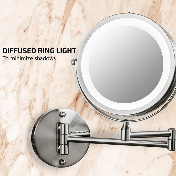 OVENTE Small Nickel Brushed Lighted Tabletop Makeup Mirror (11.6
