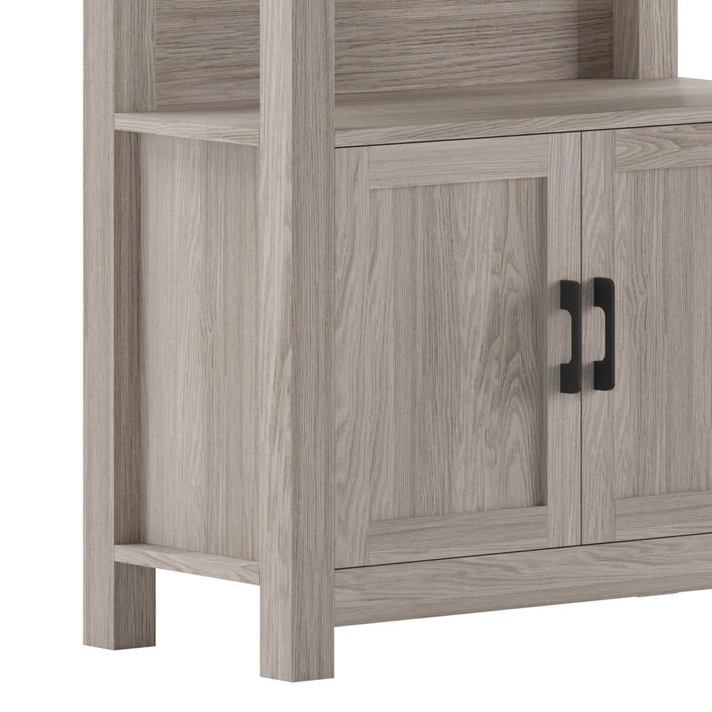 Martha Stewart 68" Gray Wood Shaker Bookcase with Storage Cabinet