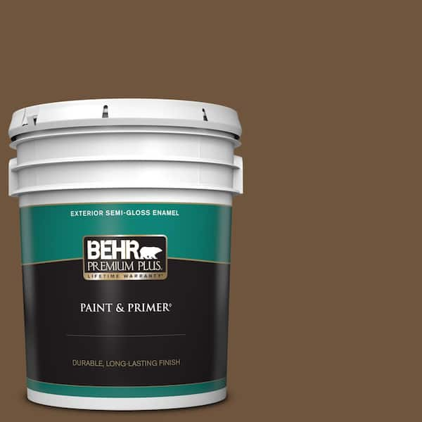 BEHR PREMIUM PLUS 5 gal. #PPU4-20 Ancient Root Semi-Gloss Enamel Exterior Paint & Primer