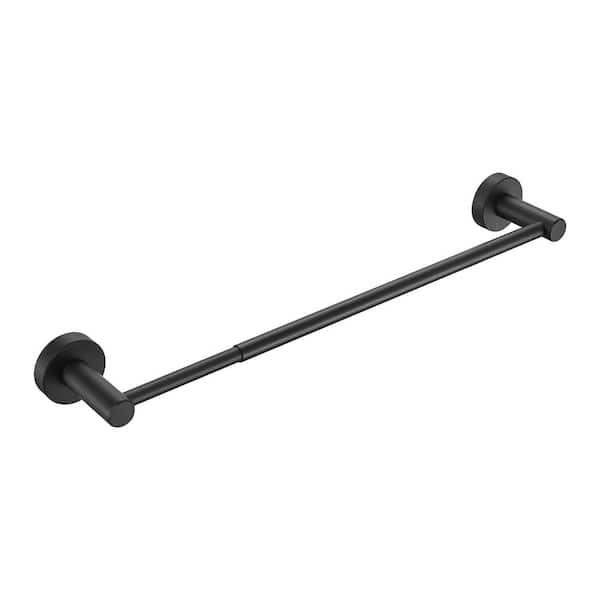 UPIKER 16-27 in. Wall Mounted Adjustable Expandable Single Towel Bar for Bathroom Kitchen Thicken Space Aluminum in Matte Black