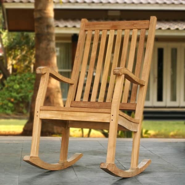 Tortuga Outdoor Jakarta Premium Grade Teak Patio Furniture Rocking Chair with Natural Weather-Resistant Wood Craftsmanship