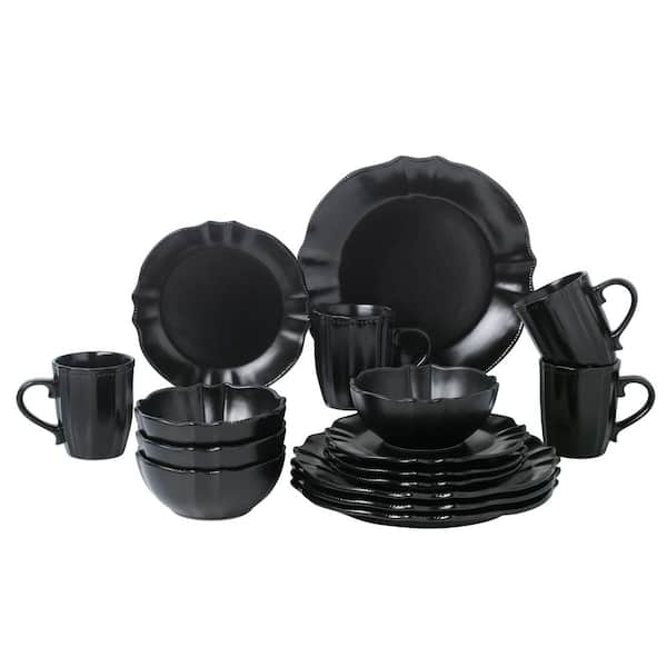 Home Decorators Collection Chastain Solid 32-Piece Matte Black Stoneware Dinnerware Set (Service for 8)