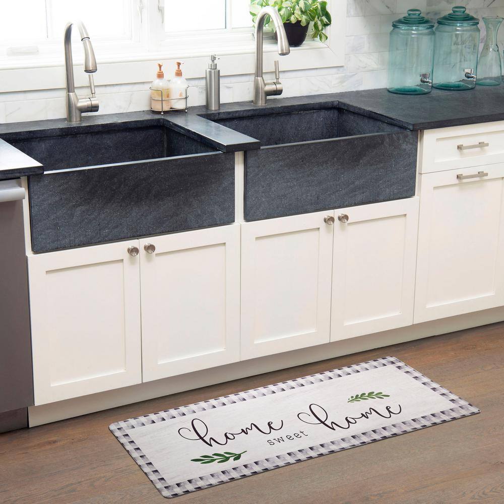 Cozy Living Grey/Black Checkered Anti-Fatigue Kitchen Mat