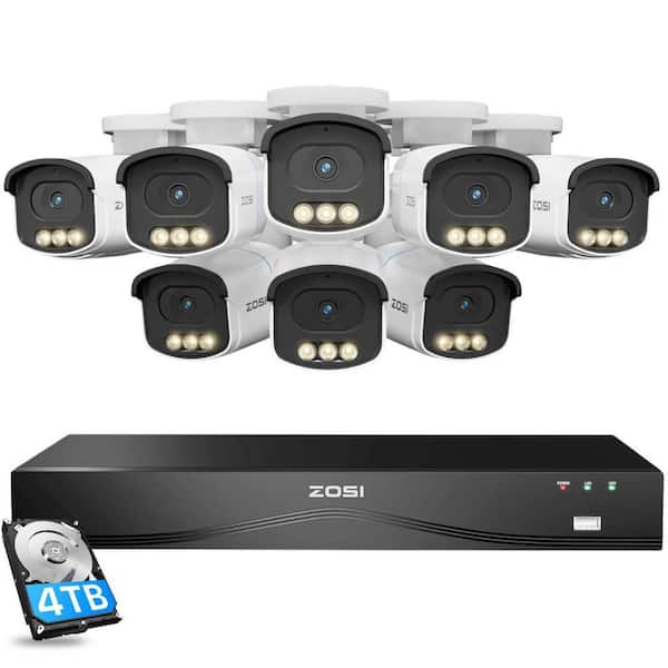 4K UHD 16-Channel 4TB NVR Home Security Camera System with 8 8MP Aurora Lux Wired Outdoor Cameras, AI Detection