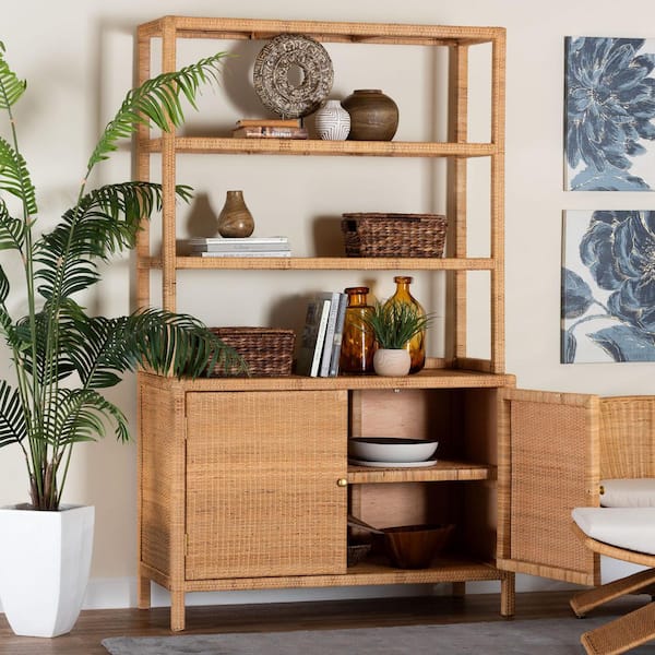 bali & pari Mortis Natural Brown Rattan 79.1 in. H Accent Storage