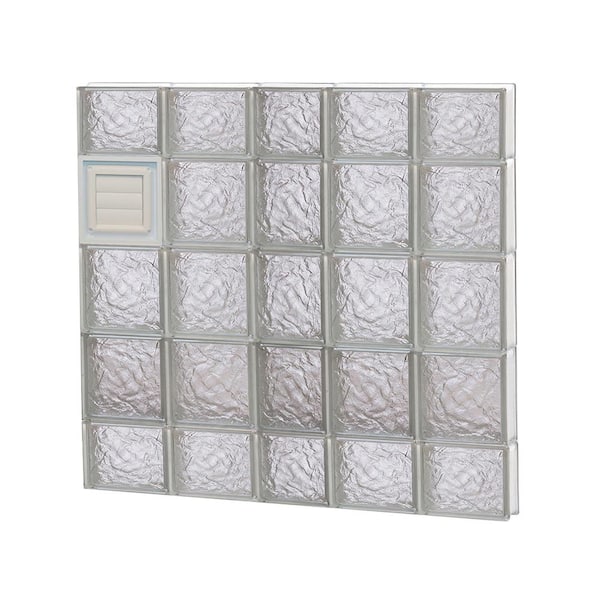 Clearly Secure 36.75 in. x 34.75 in. x 3.125 in. Frameless Ice Pattern Glass Block Window with Dryer Vent