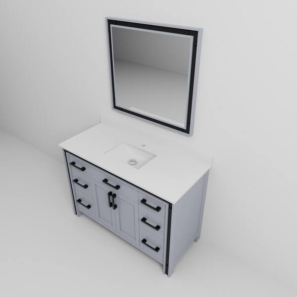 Lexora Ziva 48 in W x 22 in D Dark Grey Bath Vanity, Cultured