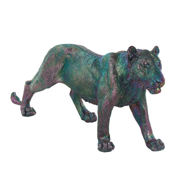 Litton Lane 48 in. x 22 in. Multi Colored Resin Standing Leopard Sculpture with Rainbow Shimmer Finish