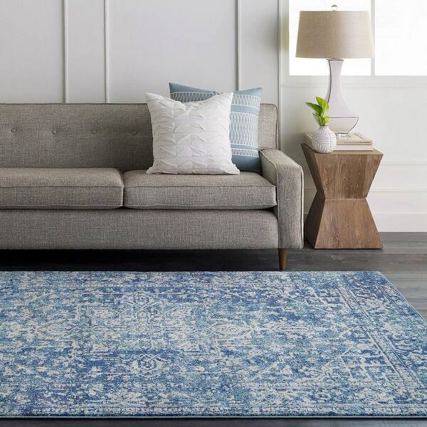 Teal Polypropylene 5 ft. x 7 ft. Abstract Indoor Area Rug A46A1