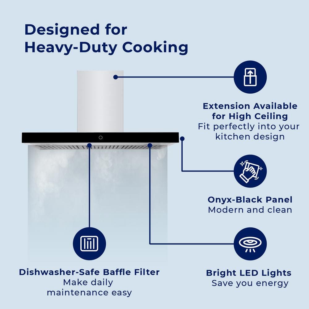 30" Stainless Steel Convertible Wall Mounted Range Hood