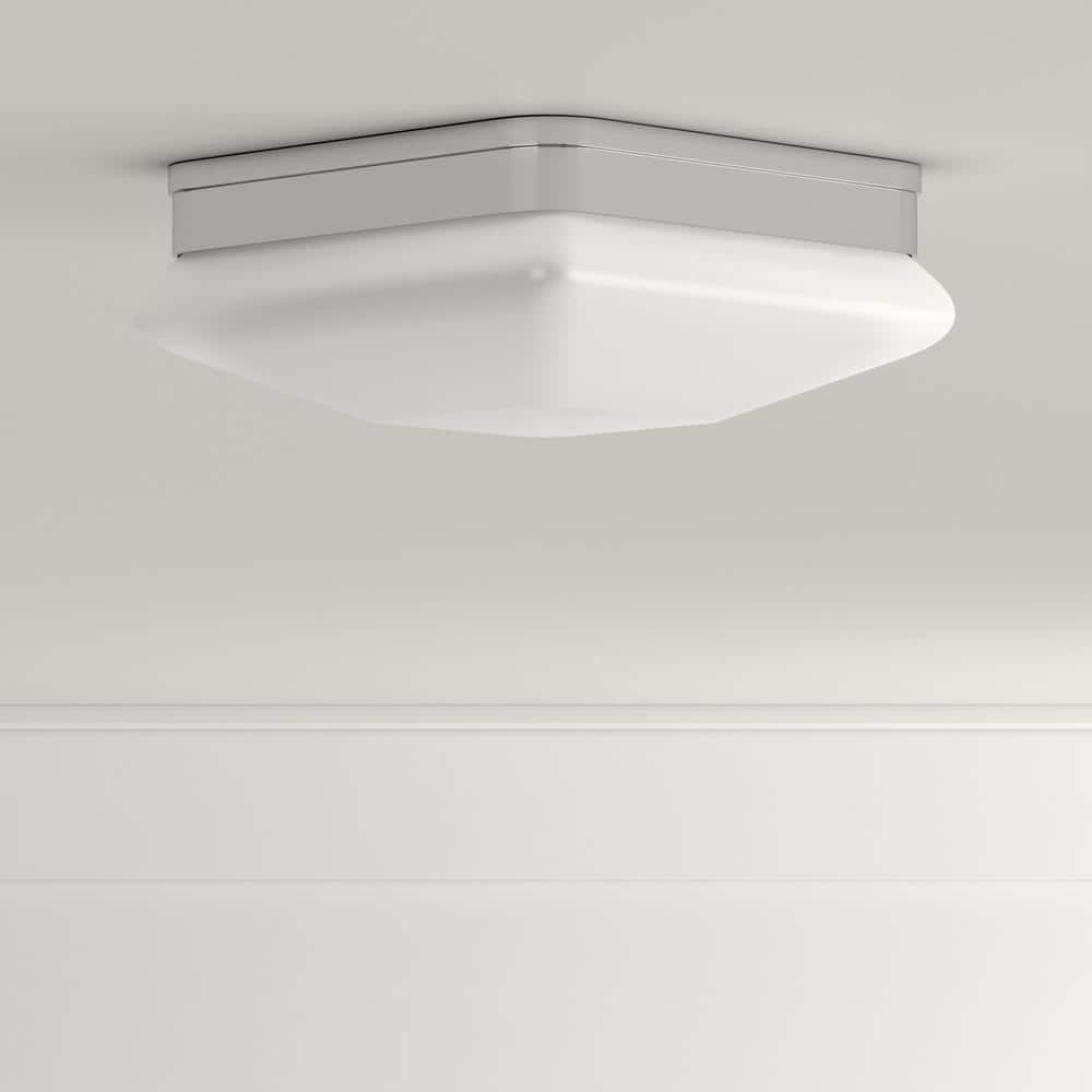 Polished Chrome Square Glass Flush Mount Light