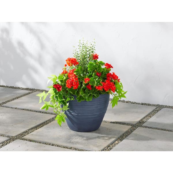 15 in. Ashton Large Brushed Denim Blue High-Density Resin Planter (15 in. D x 11.7 in. H)