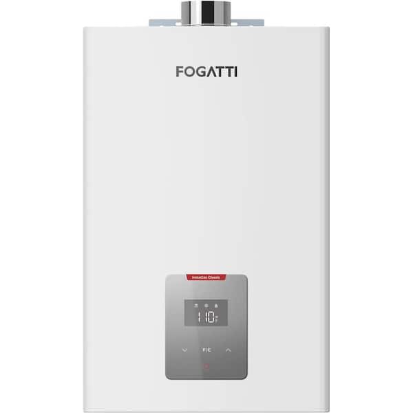 FOGATTI InstaGas Classic CS120 5.1 GPM 120,000 BTU Residential Natural Gas Tankless Water Heater, Indoor White