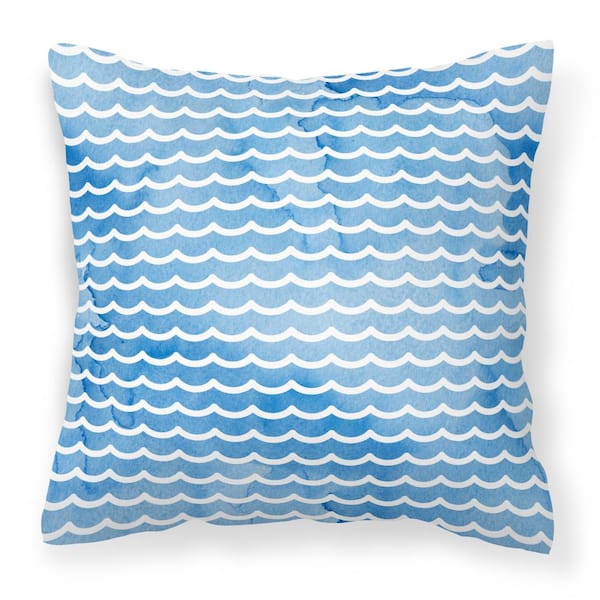 Caroline's Treasures 14 in. x 14 in. Multi-Color Lumbar Outdoor Throw Pillow Beach Watercolor Waves