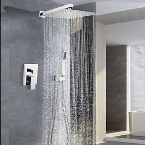 2-Spray Patterns 10 in. Wall Mount Dual Shower Heads in Chrome