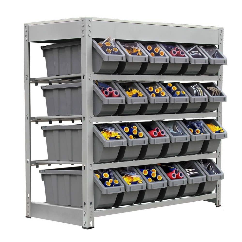 KING'S RACK Gray 8-Tier Botless Bin Storage System Garage Storage Rack (24 Plastic  Bins in 8 Tier) GT0918 - The Home Depot